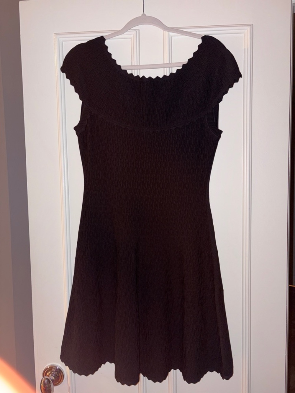 Herve Leger Black Scalloped-Neck Mini Dress